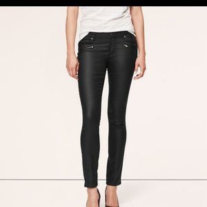 Loft Modern Skinny faux black shinny leather, never worn